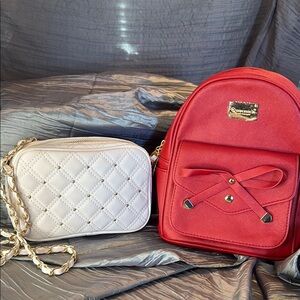 Red and White Women's Bag Set